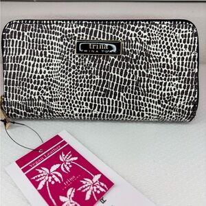 Trina Turk Black and White “Croco” Wallet with Gold Accents